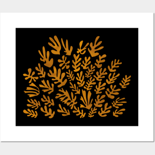 Gold and Black Leaves Posters and Art